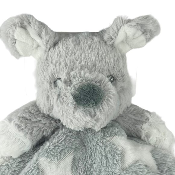 Blankets & Beyond Gray Puppy Dog Lovey 13" Baby Security Blanket Stars Nunu NWT - Picture 2 of 9
